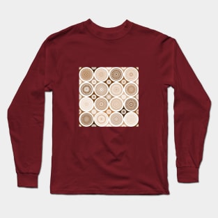 repeating pattern with boho style circles, brown color Long Sleeve T-Shirt